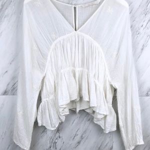 Zara boho romantic flowy tassel top